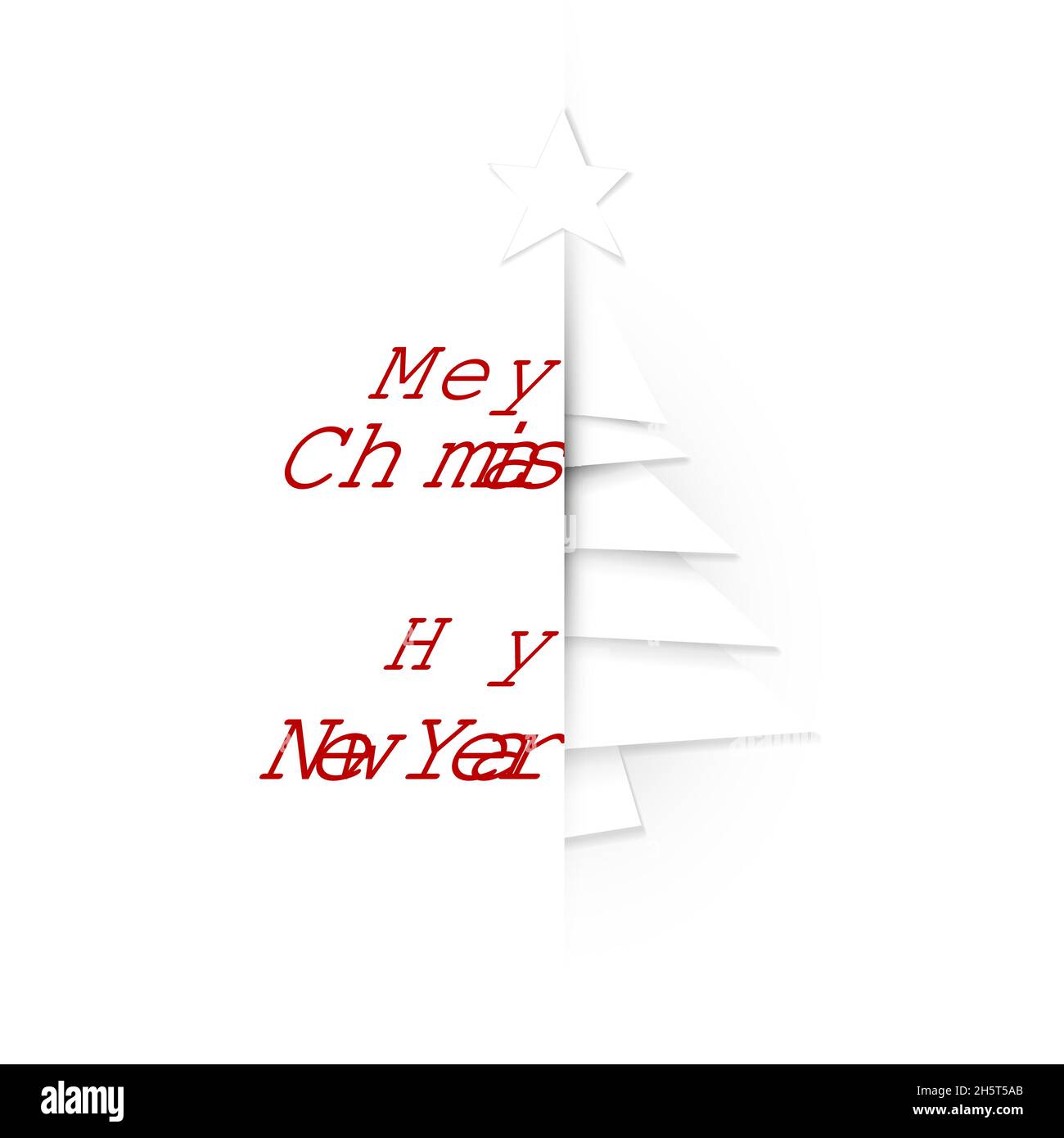 Simple white vector christmas card template with tree made from white ...