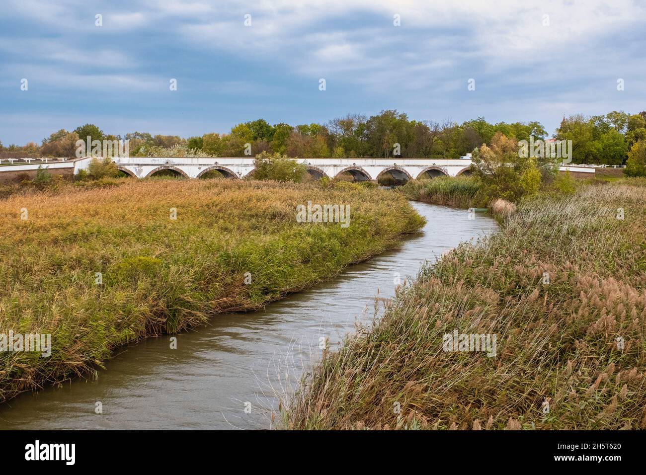 The nine-holed bridge, Hortobagy National Park, Hungary Stock Photo