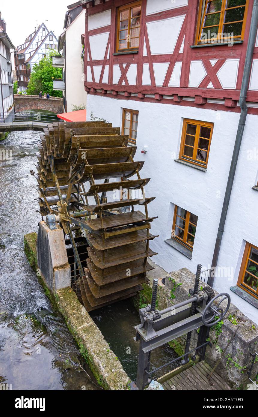 Ulm, Baden-Württemberg, Germany: On the way in the Fishermen's and Tanners' Quarter - The Lochmühle mill by the Blau river in Gerbergasse. Stock Photo