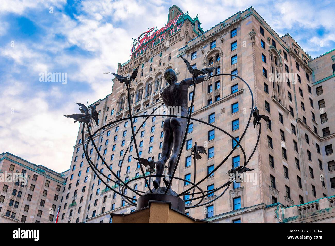 Monument to Multiculturalism across the Fairmont Royal York Hotel in the downtown district of Toronto, Canada.Nov. 10, 2021 Stock Photo