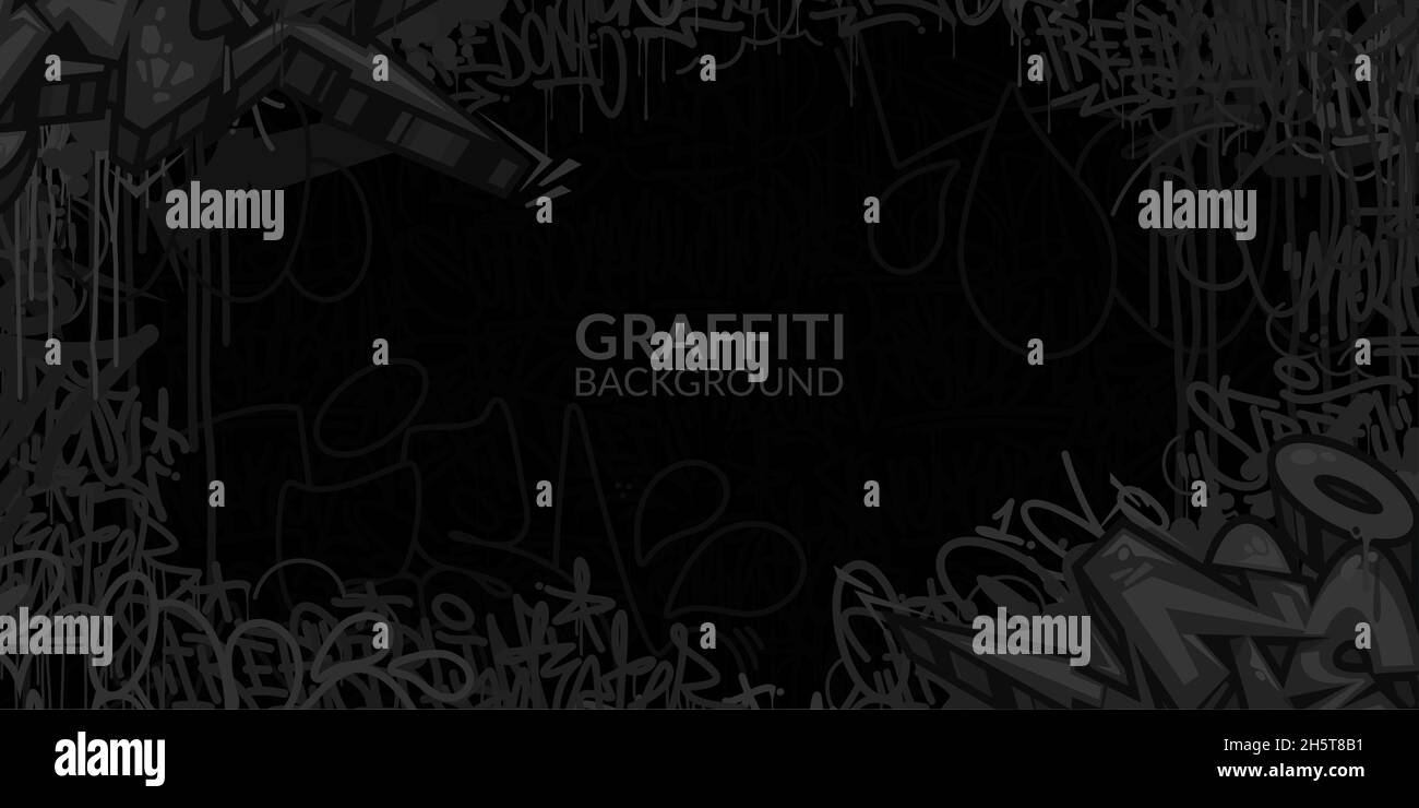 Dark Black Flat Abstract Hip Hop Street Art Graffiti Style Urban ...