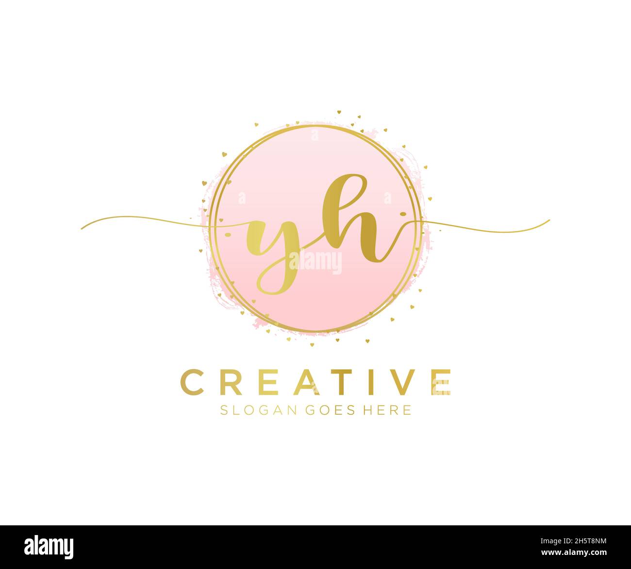 YH feminine logo. Usable for Nature, Salon, Spa, Cosmetic and Beauty Logos. Flat Vector Logo Design Template Element. Stock Vector