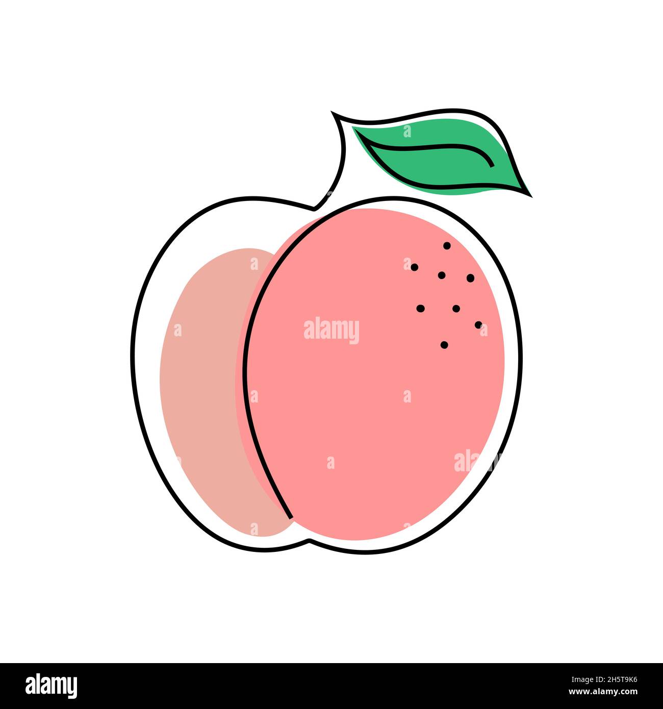 Peach icon in one line drawing style Stock Vector