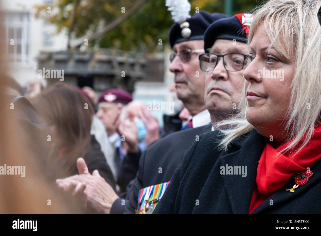 Dennis Hutchings Funeral 11/11/2021 British Soldier, veterans and mourners looking sad Stock Photo