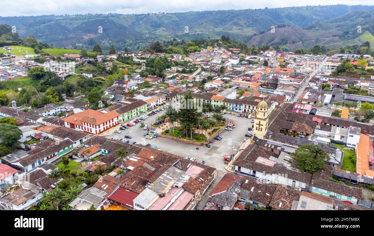 Aerial view of Salento, Colombia Stock Photo