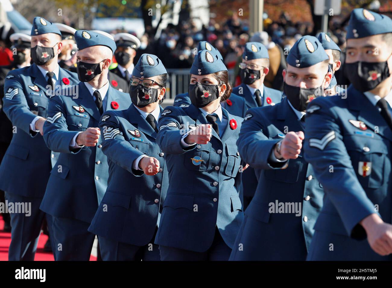 Royal Canadian Air Force's members march prior to a ceremony at the  National War Memorial on Remembrance Day in Ottawa, Ontario, Canada  November 11, 2021. REUTERS/Patrick Doyle Stock Photo - Alamy
