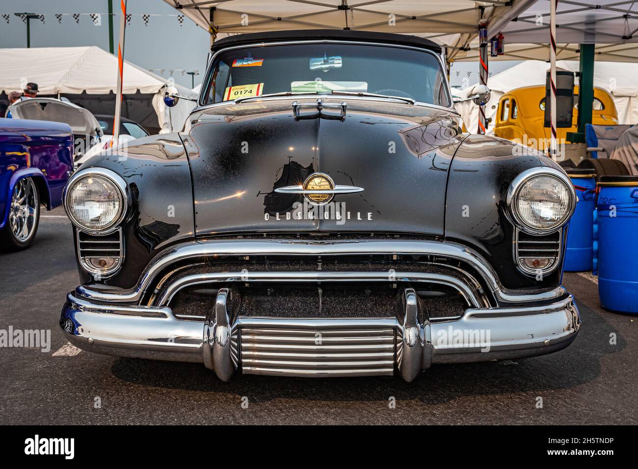 Reno, NV - August 6, 2021: 1950 Oldsmobile Rocket 88 Convertible at a local car show. Stock Photo