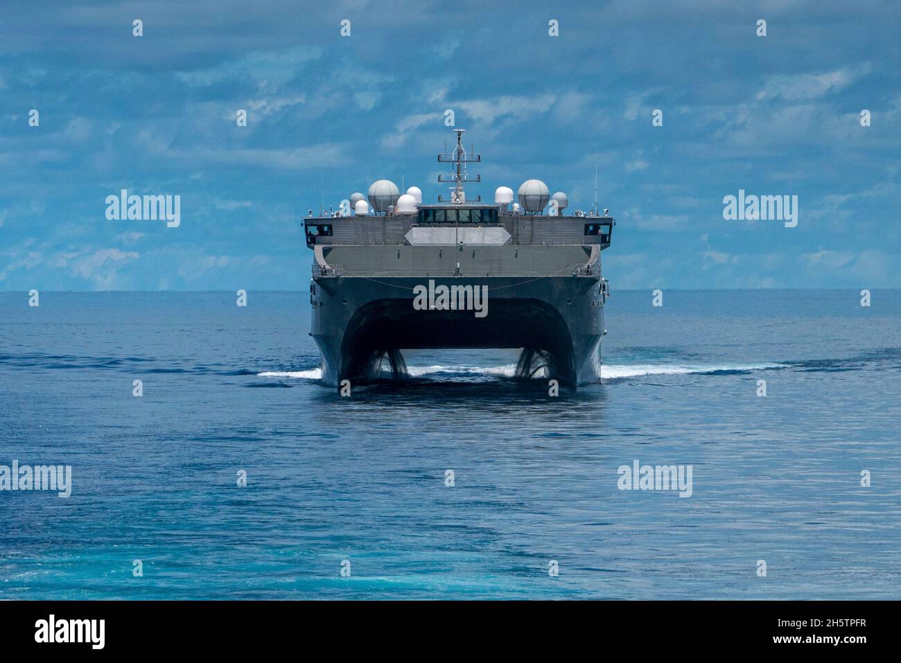Java Sea, Indonesia. 09 November, 2021. The U.S. Navy Spearhead-class expeditionary fast transport USNS Millinocket during Cooperation Afloat and Readiness and Training with the Indonesian Navy November 9, 2021in the Java Sea.  Credit: MC3 Andrew Langholf/Planetpix/Alamy Live News Stock Photo