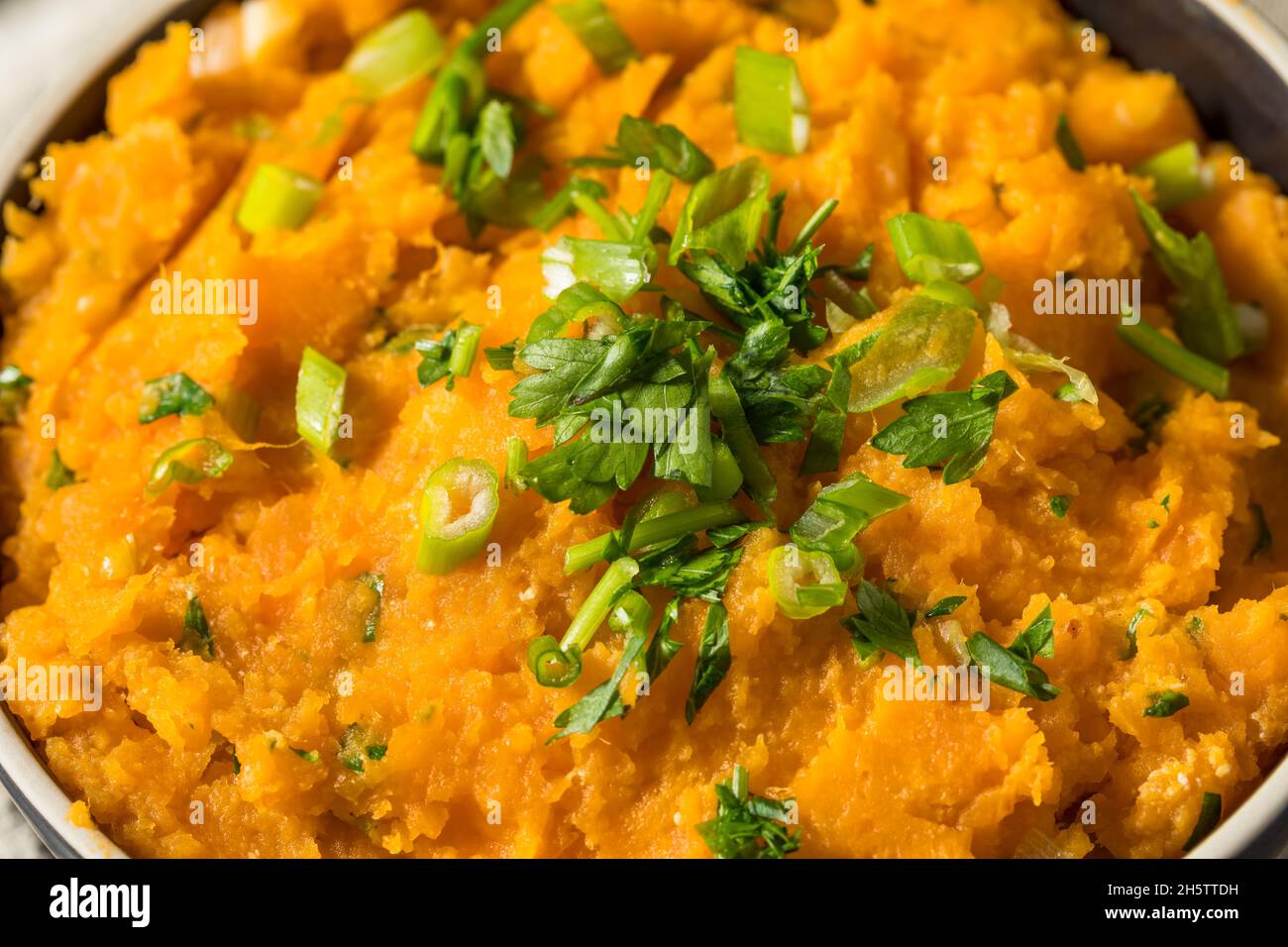 Homemade Thanksgiving Mashed Sweet Potatoes with Green Onion Stock