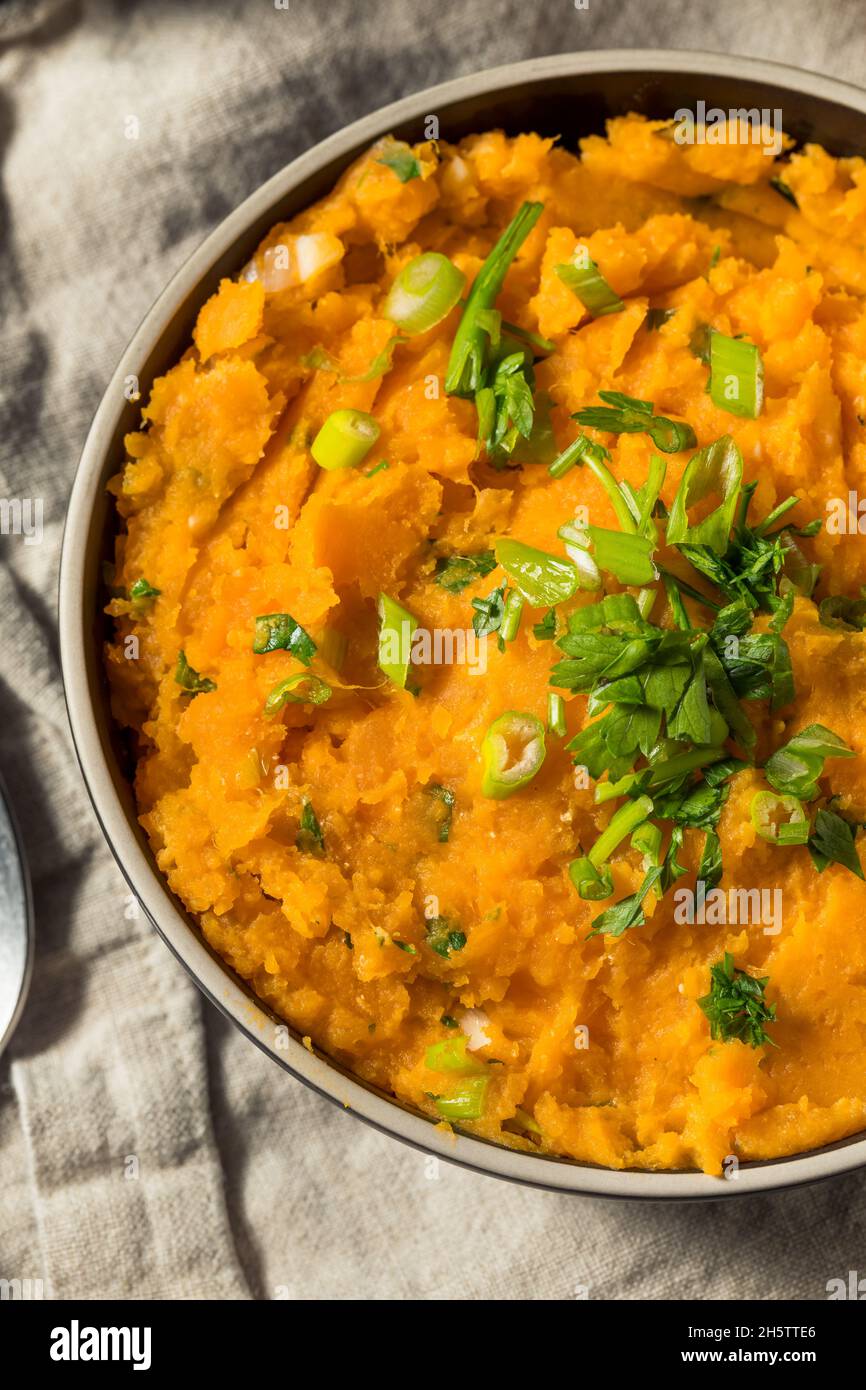 Homemade Thanksgiving Mashed Sweet Potatoes with Green Onion Stock
