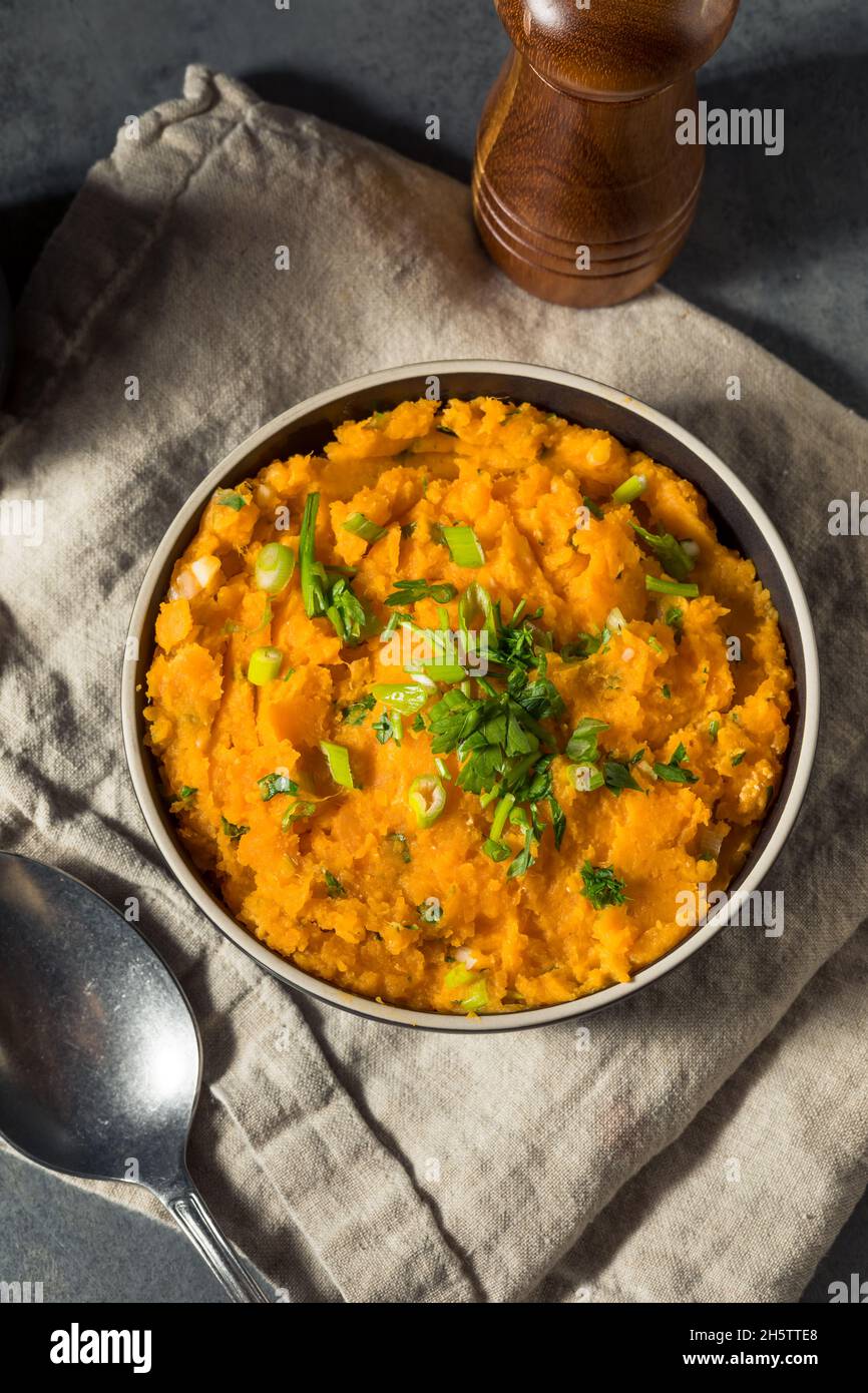 Homemade Thanksgiving Mashed Sweet Potatoes with Green Onion Stock