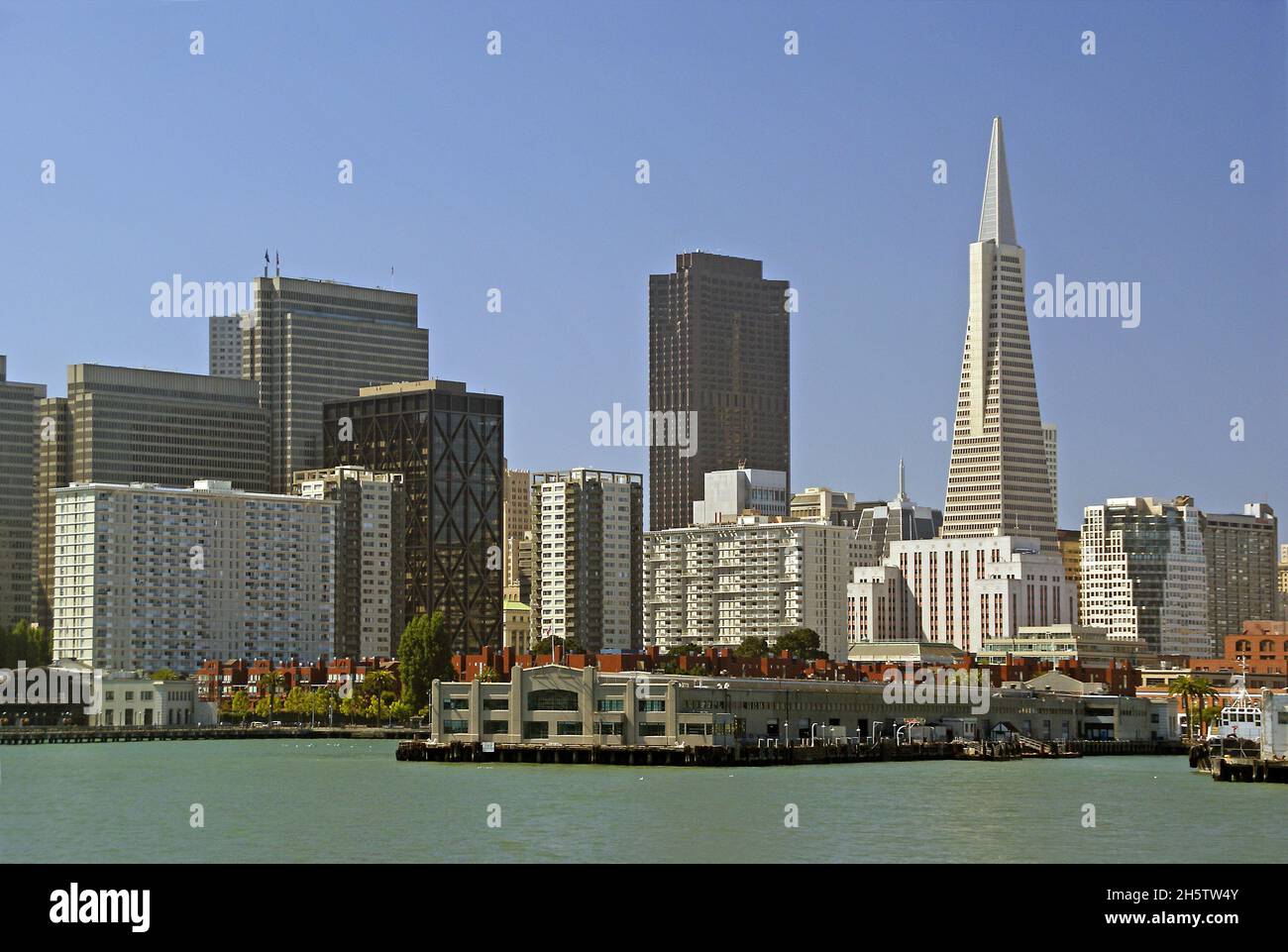 The San Francisco skyline from the Tiburon Ferry. Stock Photo