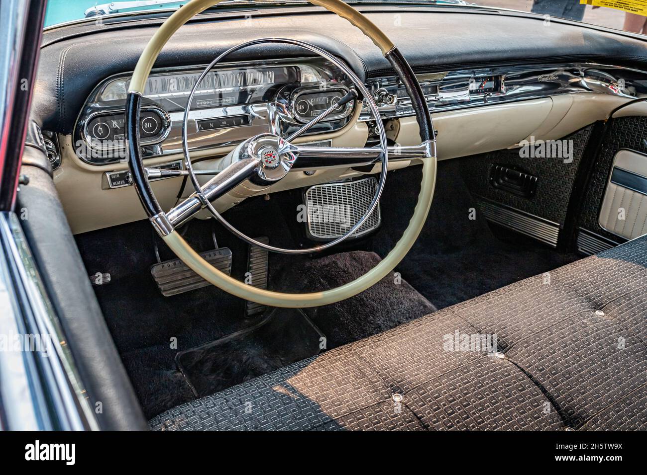 Reno, NV - August 6, 2021: 1957 Cadillac Coupe de Ville Hardtop at a local car show. Stock Photo