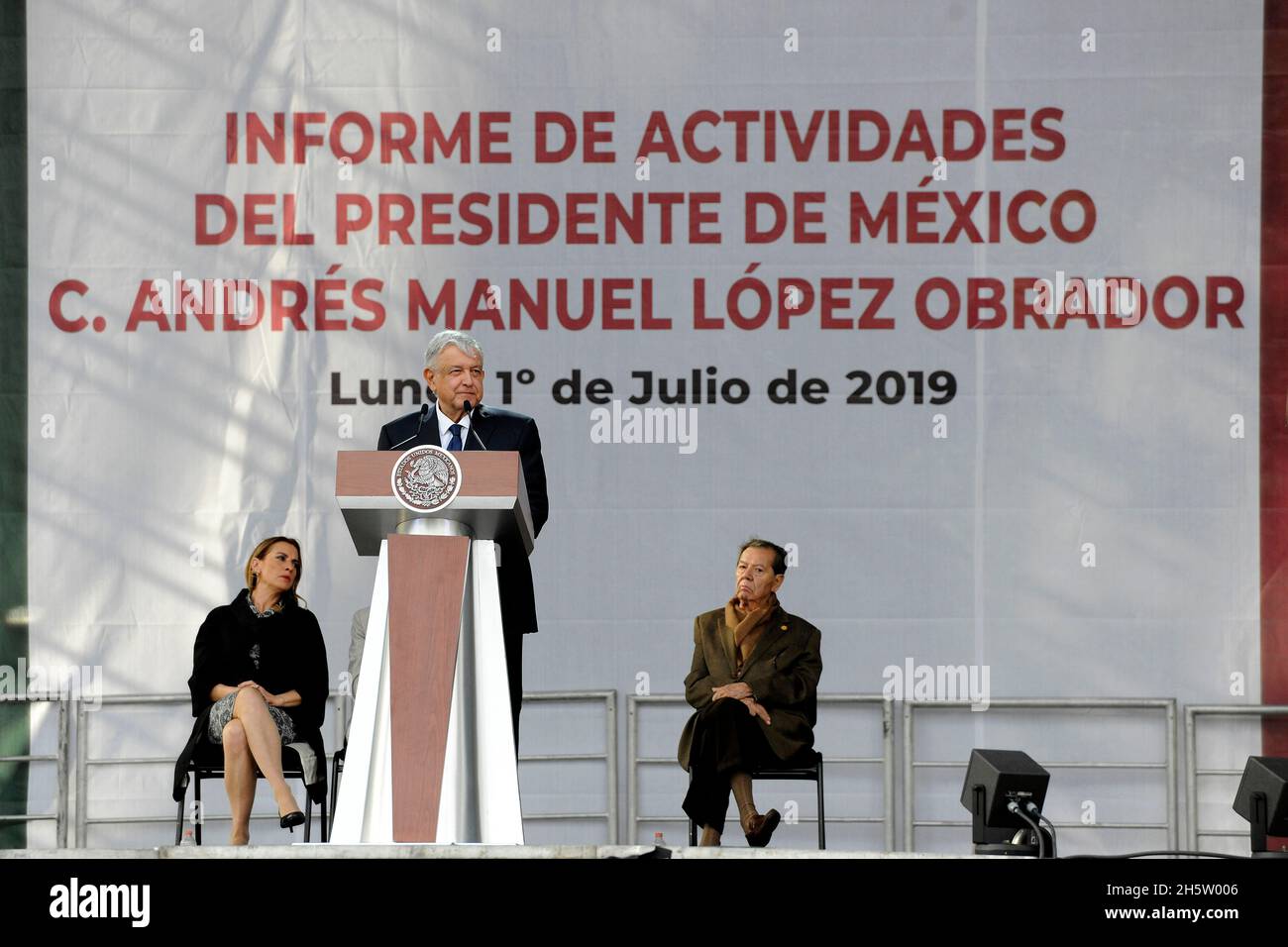 MÉXICO CITY, MÉXICO July 2019 Andres Manuel Lopez Obrador President of Mexico first government report On, 1 July 2019 in Mexico City, México. (Photo by Pedro Martin González Castillo/ NortePhoto Stock Photo
