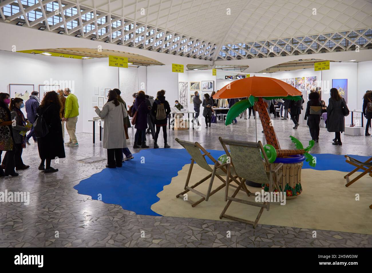 TURIN, ITALY - NOVEMBER 06, 2021: The Others, people and art collectors at contemporary art fair Stock Photo