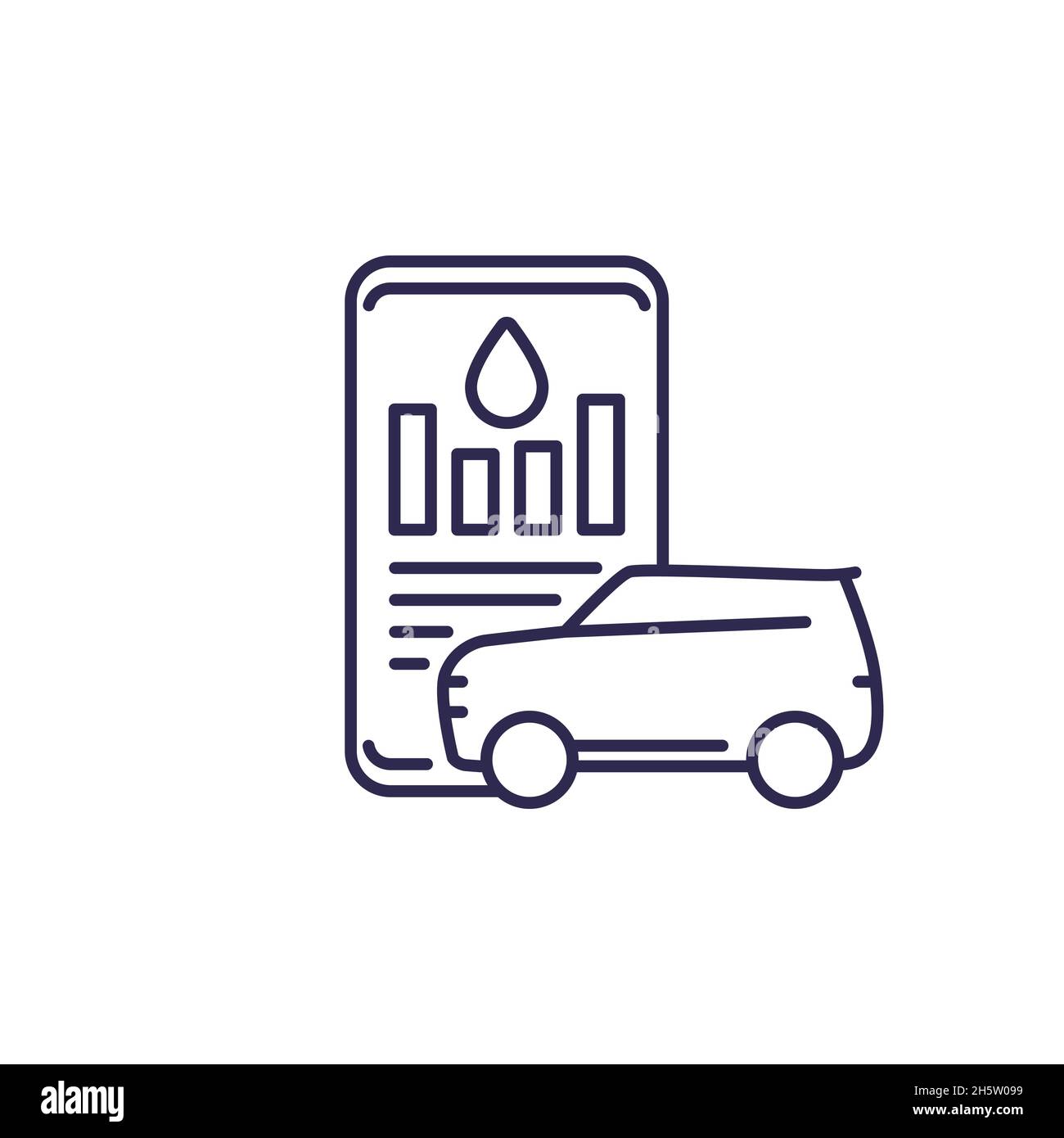 fuel consumption in app, line icon with suv Stock Vector Image & Art