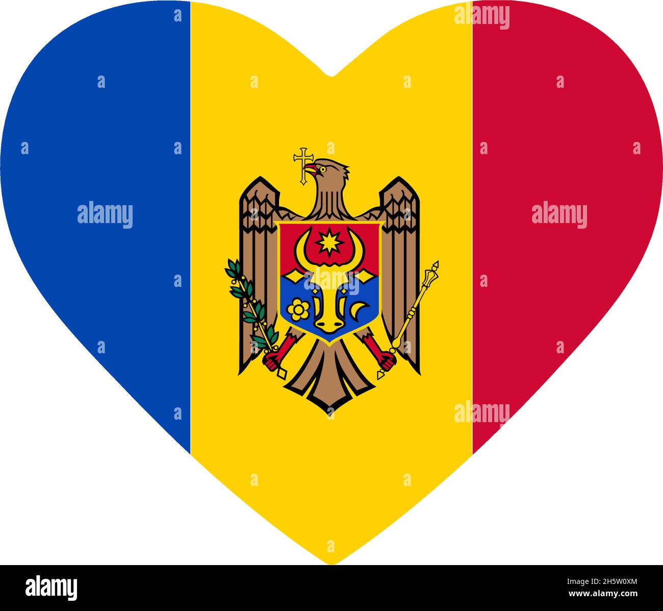 Moldavia flag in heart. Country of europe. Isolated vector icon in flat style Stock Vector