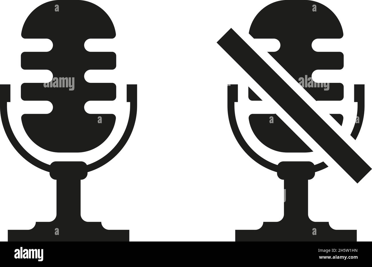 black microphone icon on and off, vector illustration Stock Vector