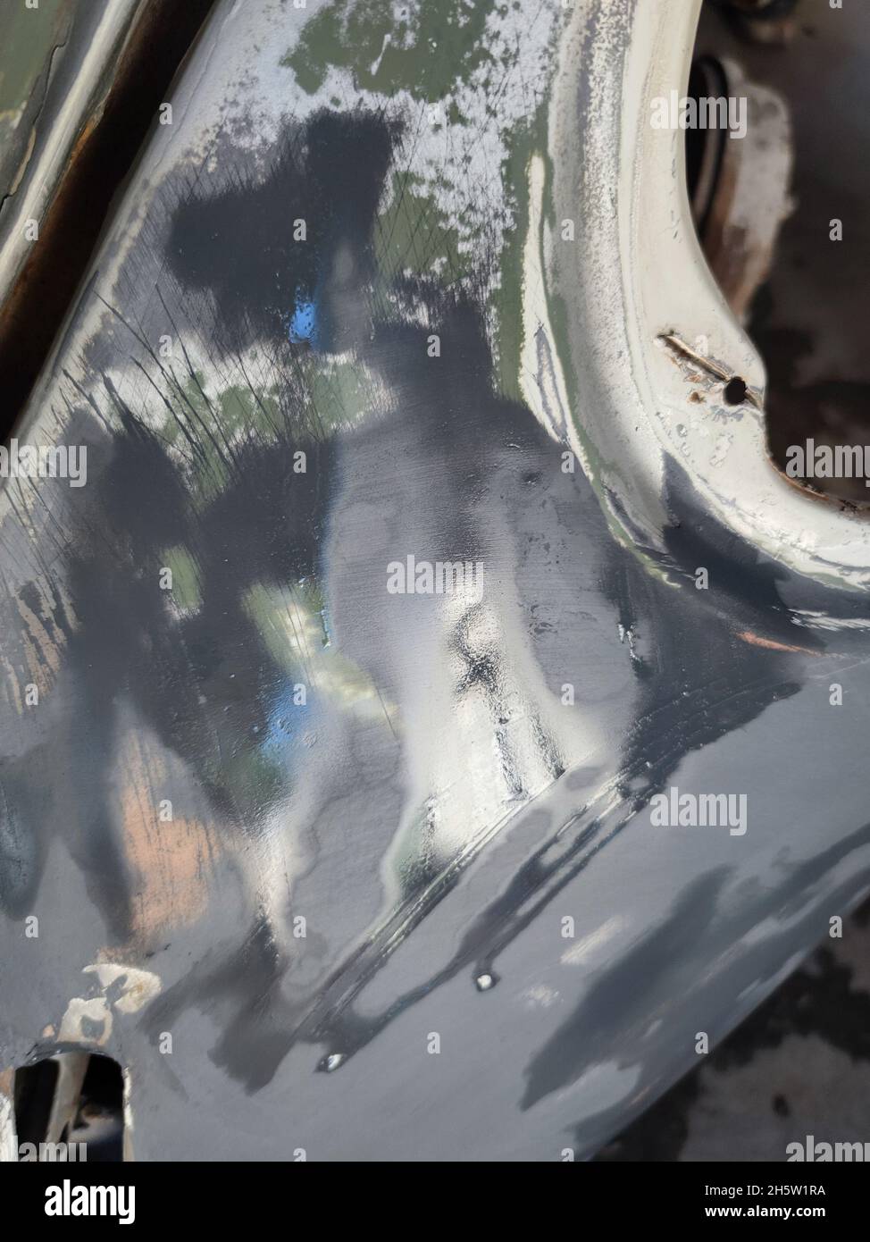 Old car body work repair coach garage detail Stock Photo Alamy