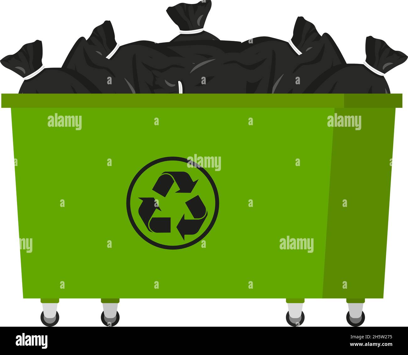 green trash bin in flat style, vector illustration Stock Vector