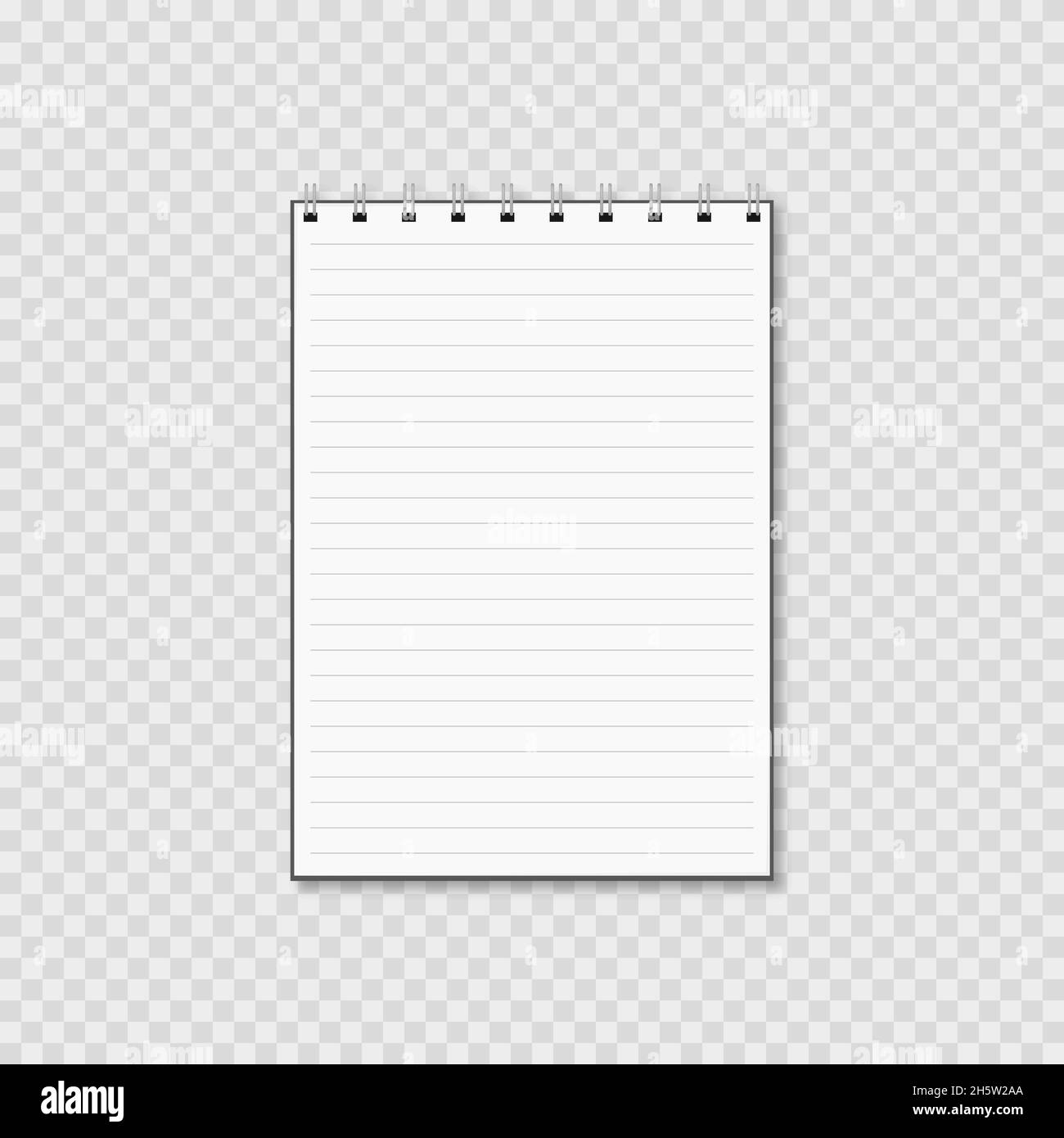 notepad with shadow on transparent background, vector illustration