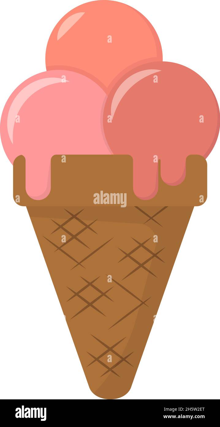ice cream waffle cone in flat style with shadow Stock Vector Image ...