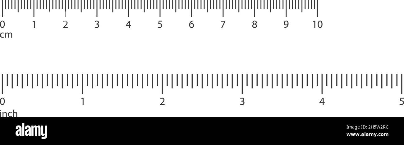 scale on a ruler centimeter and inch, white background Stock Vector