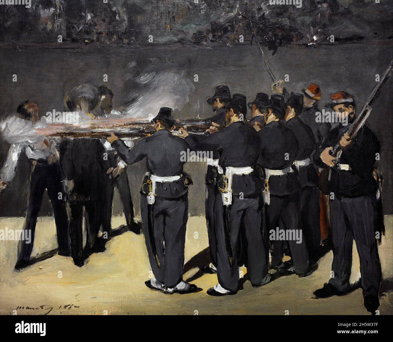 Edouard Manet (1832-1883). French Impressionist painter. The Execution of Emperor Maximilian, 1867. Oil on canvas (48 x 58 cm). Execution of Archduke Maximilian of Austria, promoted in 1864 to the throne of Mexico by Napoleon III, in Querétaro on June 19, 1867. Ny Carlsberg Glyptotek. Copenhagen, Denmark. Stock Photo