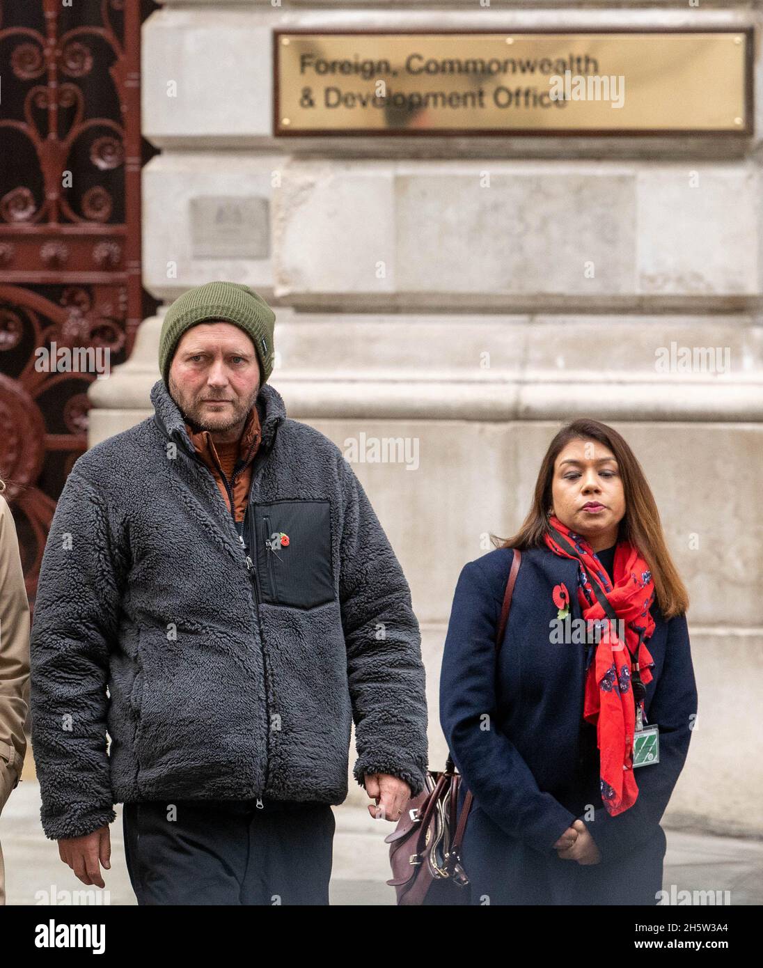 London, UK. 11th Nov, 2021. Richard Ratcliffe talks to the media following his meeting at the Foreign Commonwealth and development office in Whitehall London UK, Credit: Ian Davidson/Alamy Live News Stock Photo