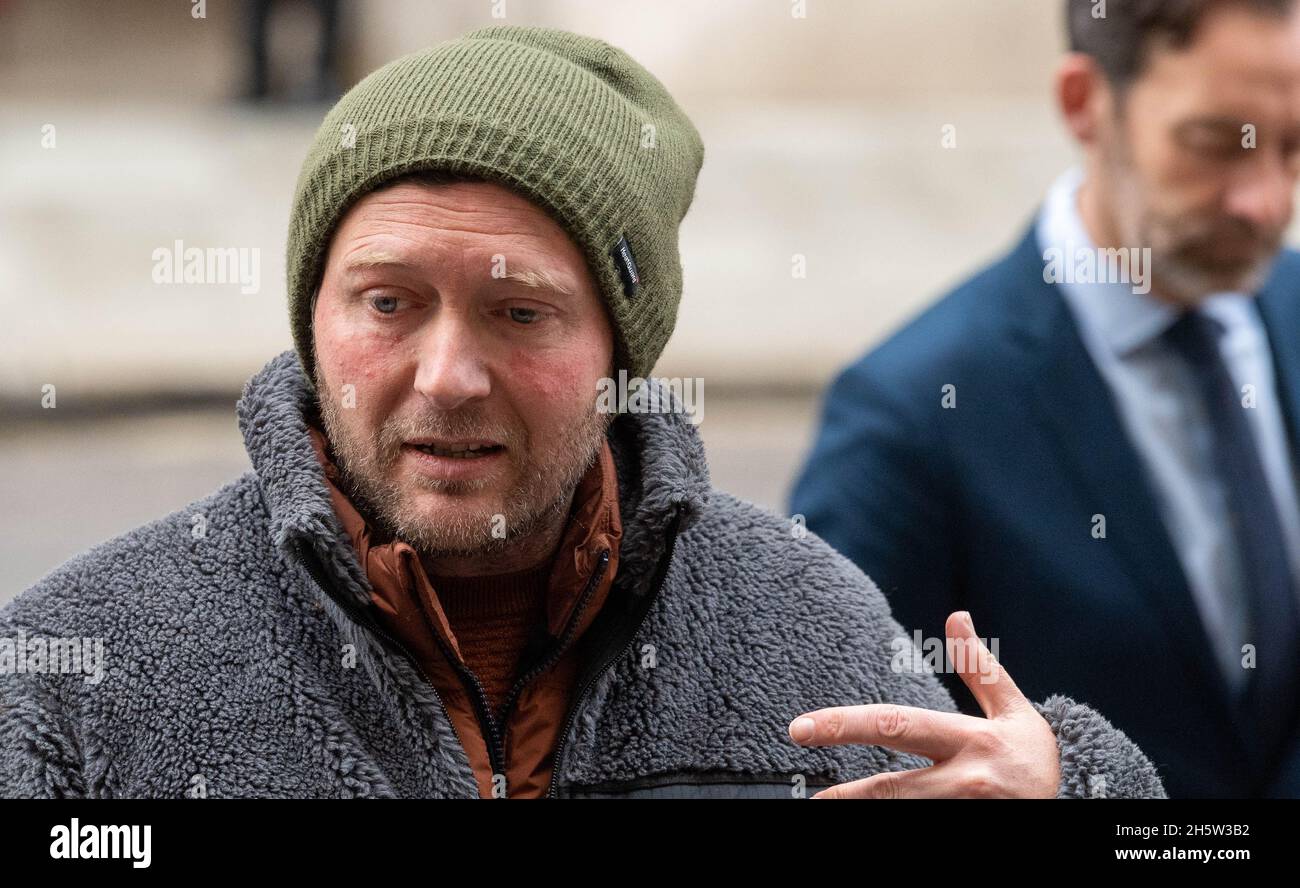 London, UK. 11th Nov, 2021. Richard Ratcliffe talks to the media following his meeting at the Foreign Commonwealth and development office in Whitehall London UK, Credit: Ian Davidson/Alamy Live News Stock Photo