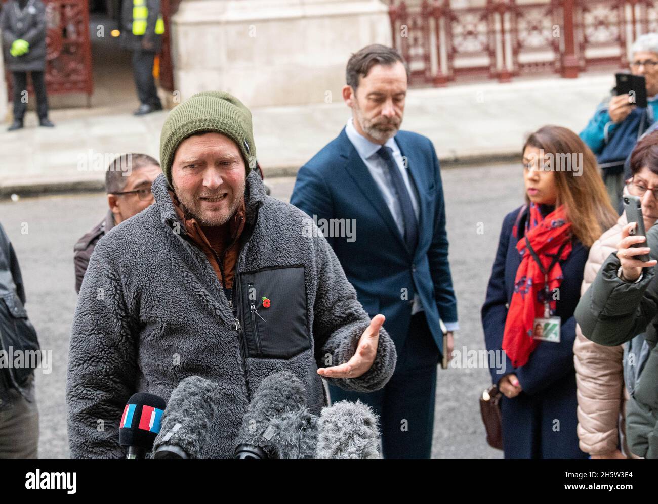 London, UK. 11th Nov, 2021. Richard Ratcliffe talks to the media following his meeting at the Foreign Commonwealth and development office in Whitehall London UK, Credit: Ian Davidson/Alamy Live News Stock Photo