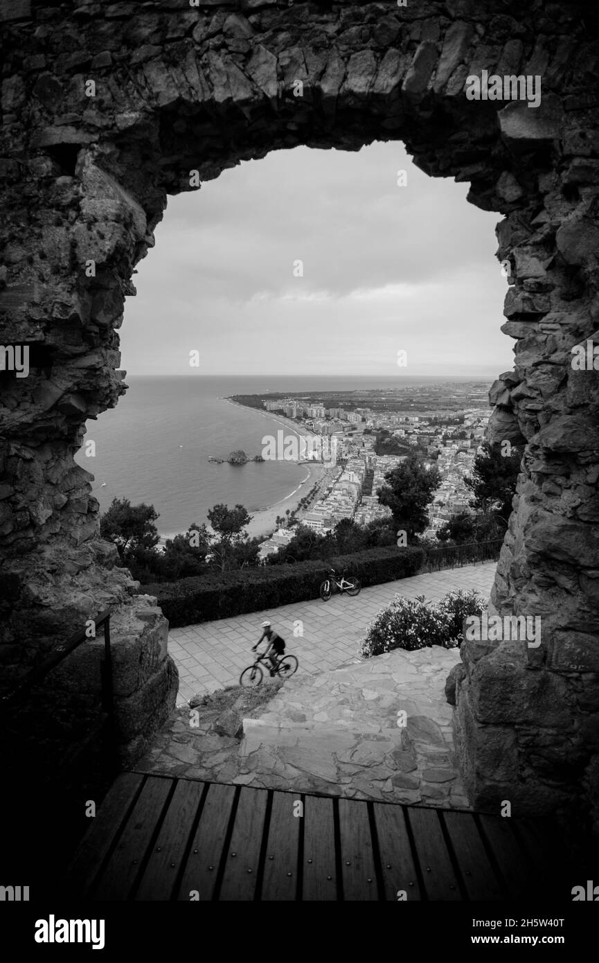 View of the spa town of Blanes from the top of the hill Stock Photo