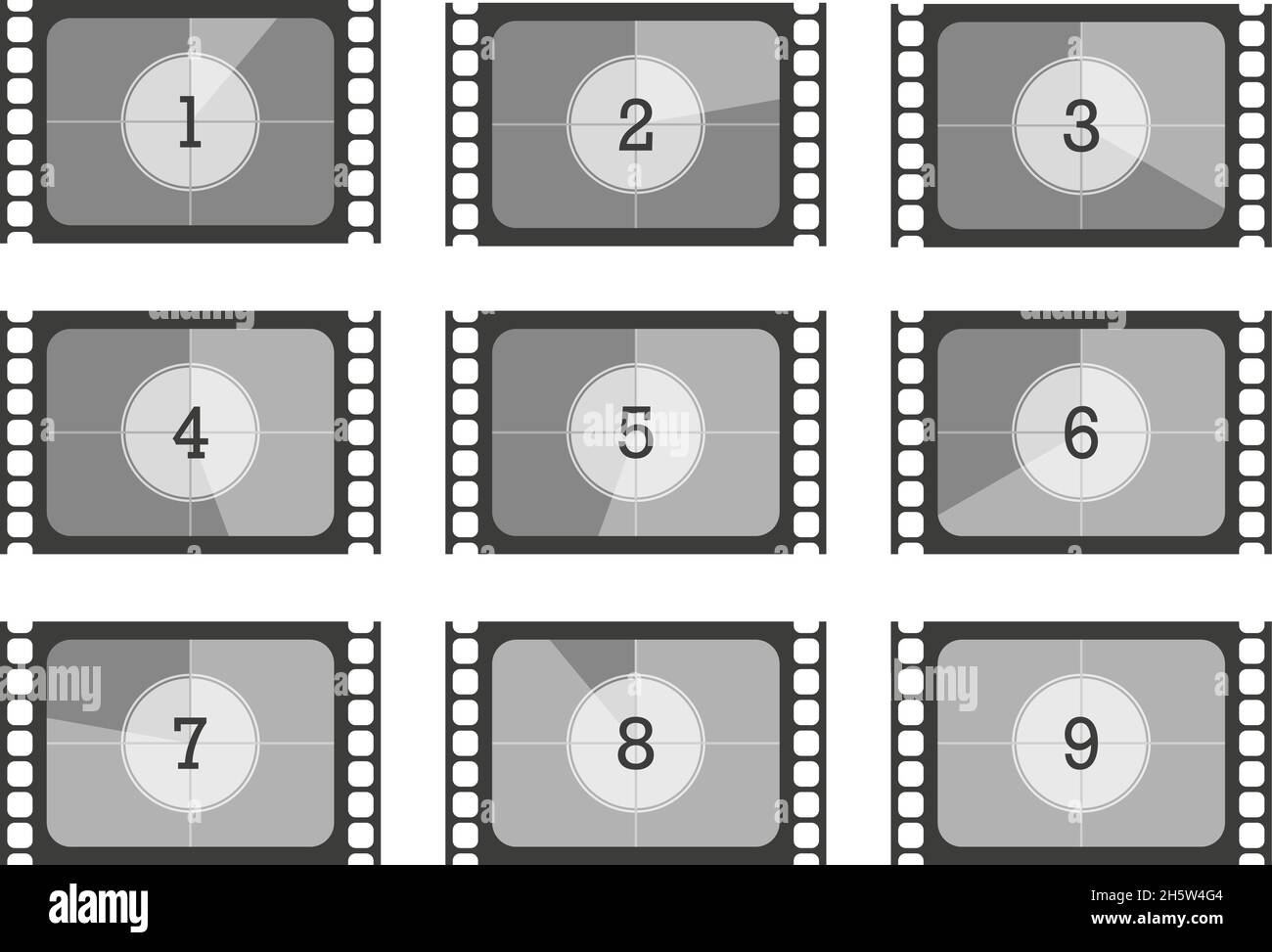 set numbers countdown movie in flat style, vector Stock Vector