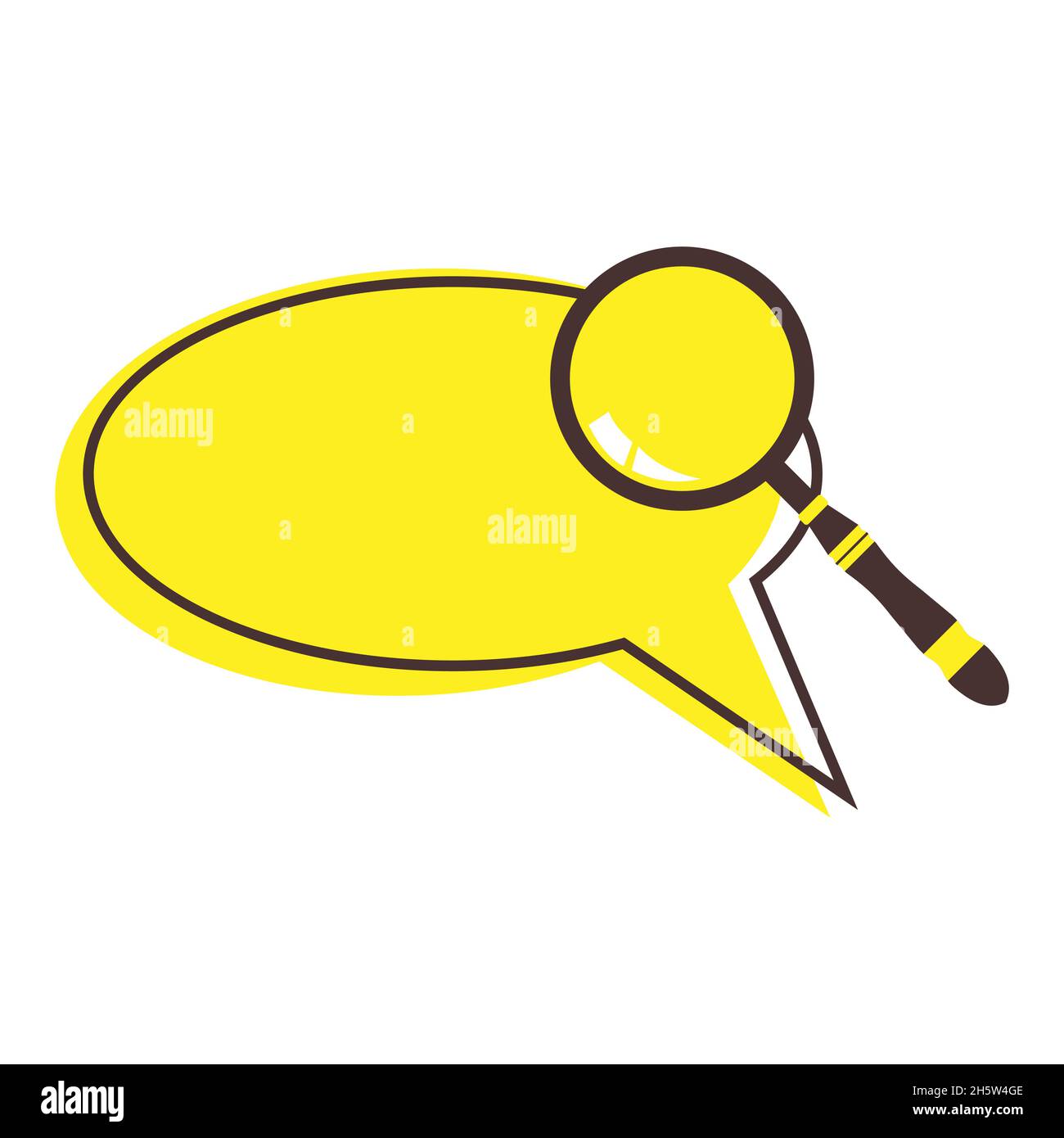 Magnifier search speech icon. Bubble style on isolated white. Outline and search design, and glyph designed app illustration dialogue for web line vec Stock Vector
