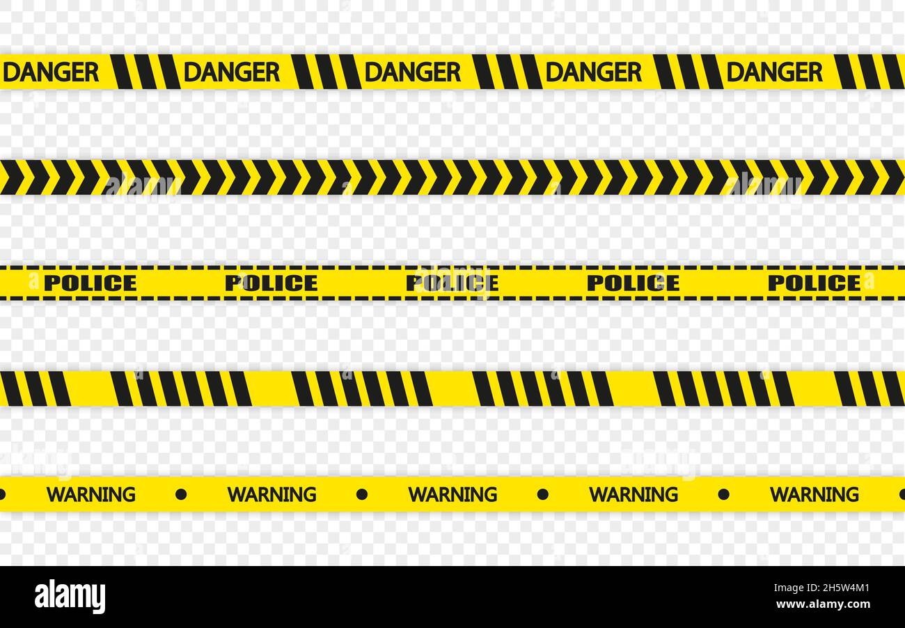 yellow and black barricade construction tape on transparent background ...