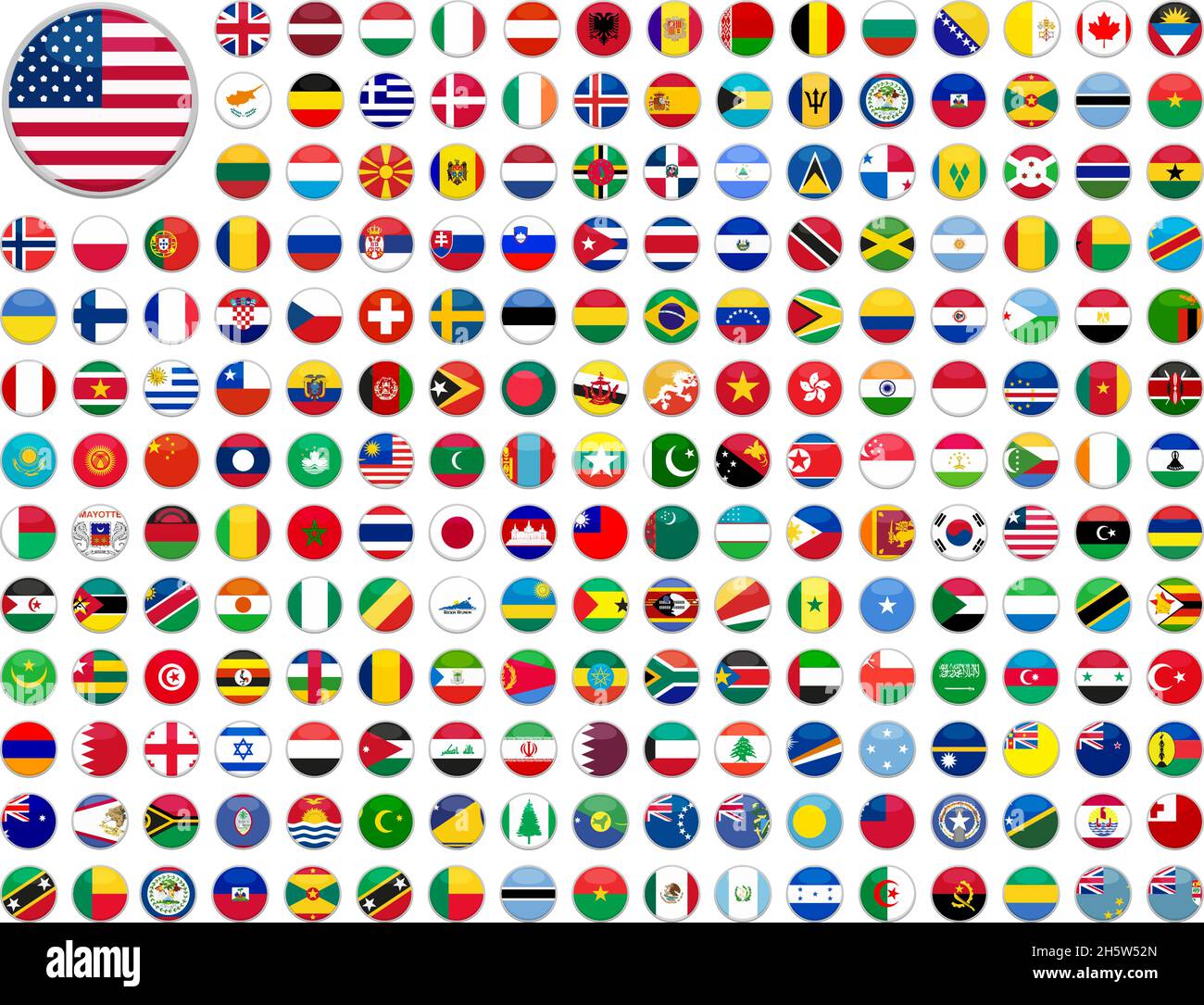 web buttons with world country flags in flat Stock Vector Image & Art