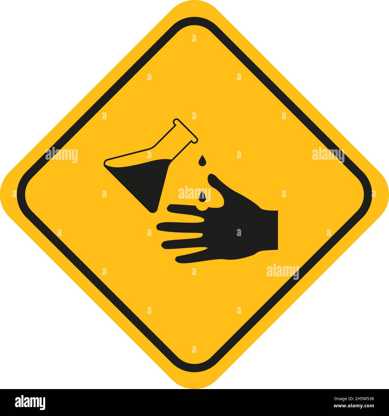 symbol caution acid and chemical burn icon, flat Stock Vector