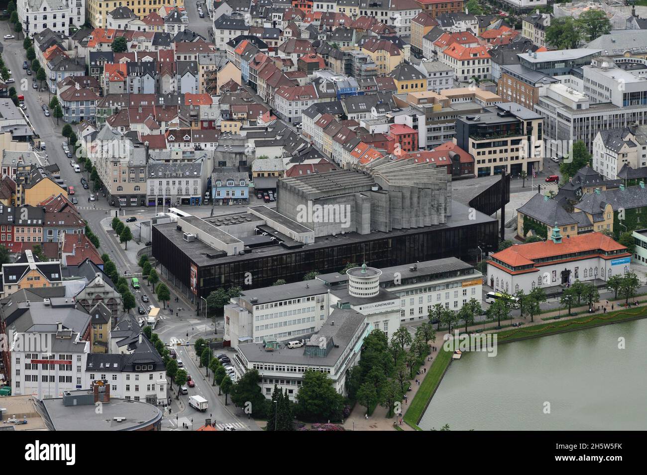 Bergen, Norway - Jun 13, 2012: City panorama, top view Stock Photo