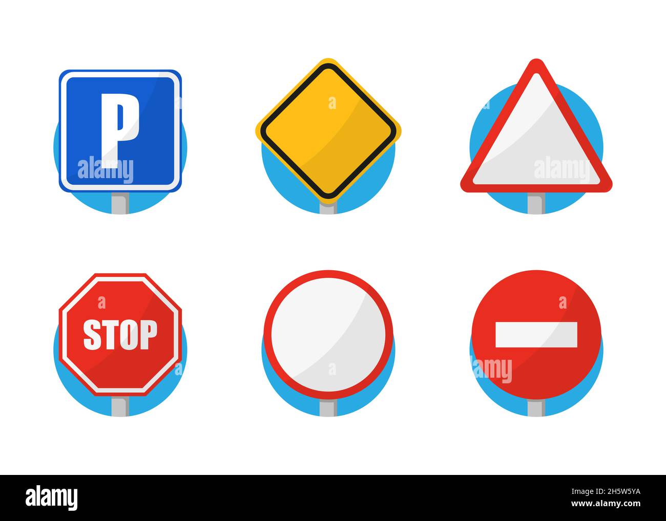 road signs set color icons in flat style Stock Vector