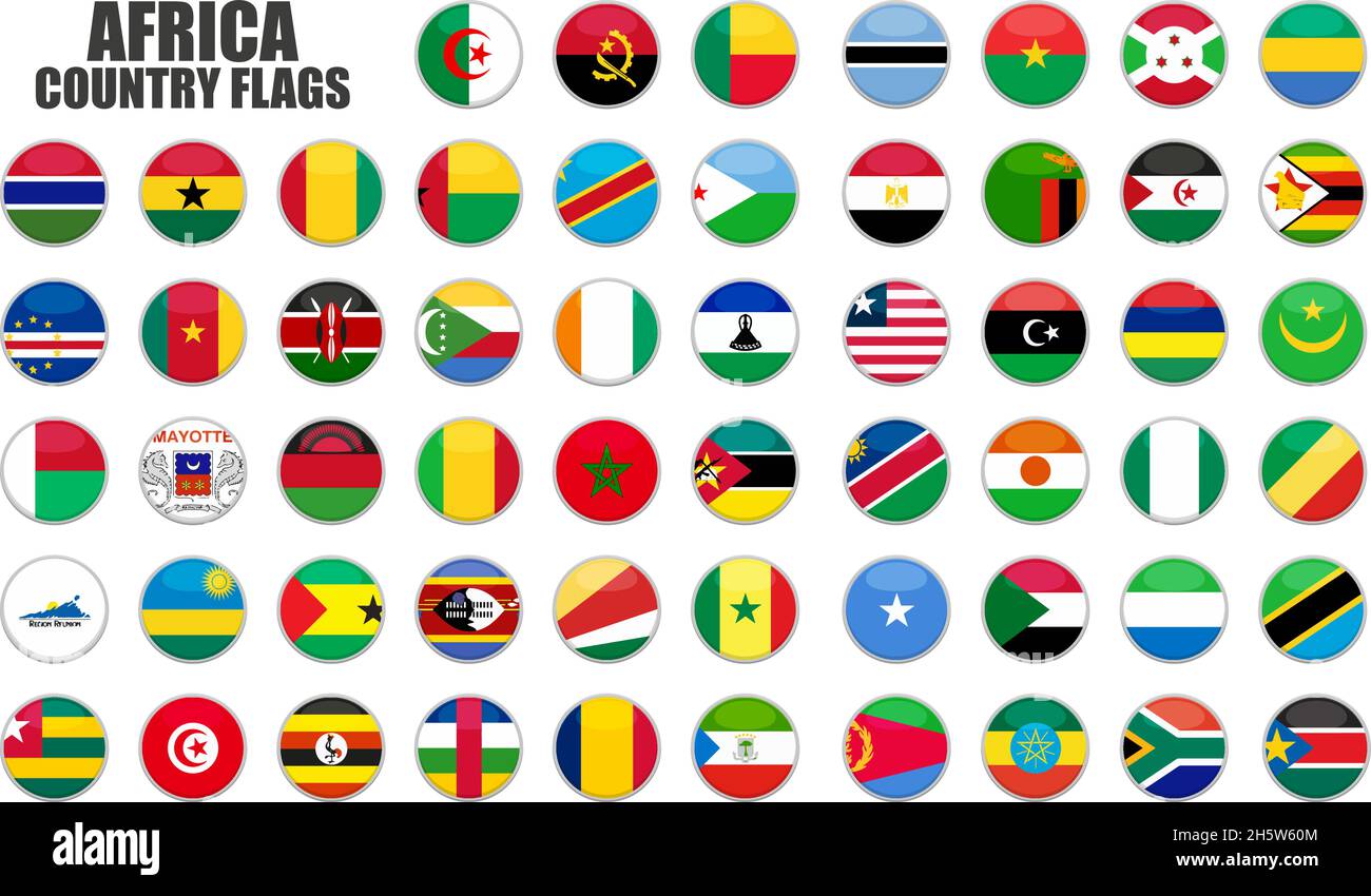 web buttons with africa country flags in flat Stock Vector