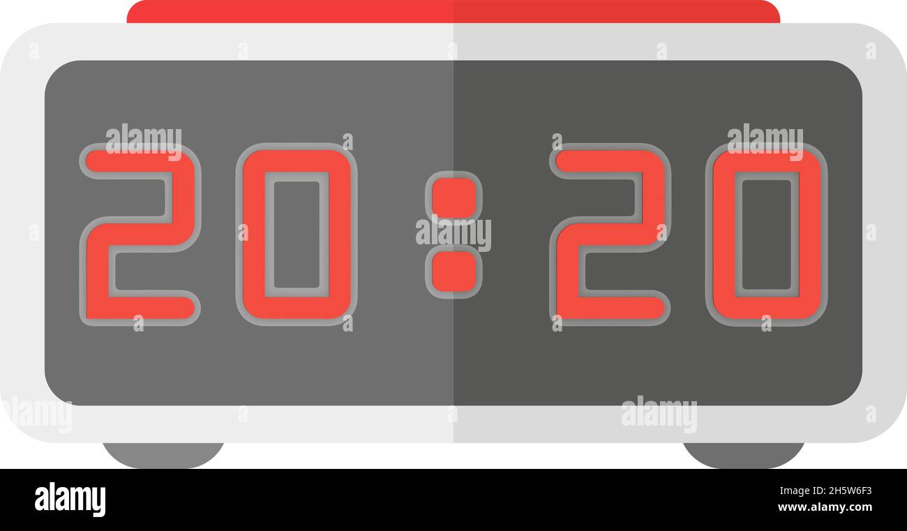2020 electronic alarm clock in flat style, vector illustration Stock Vector