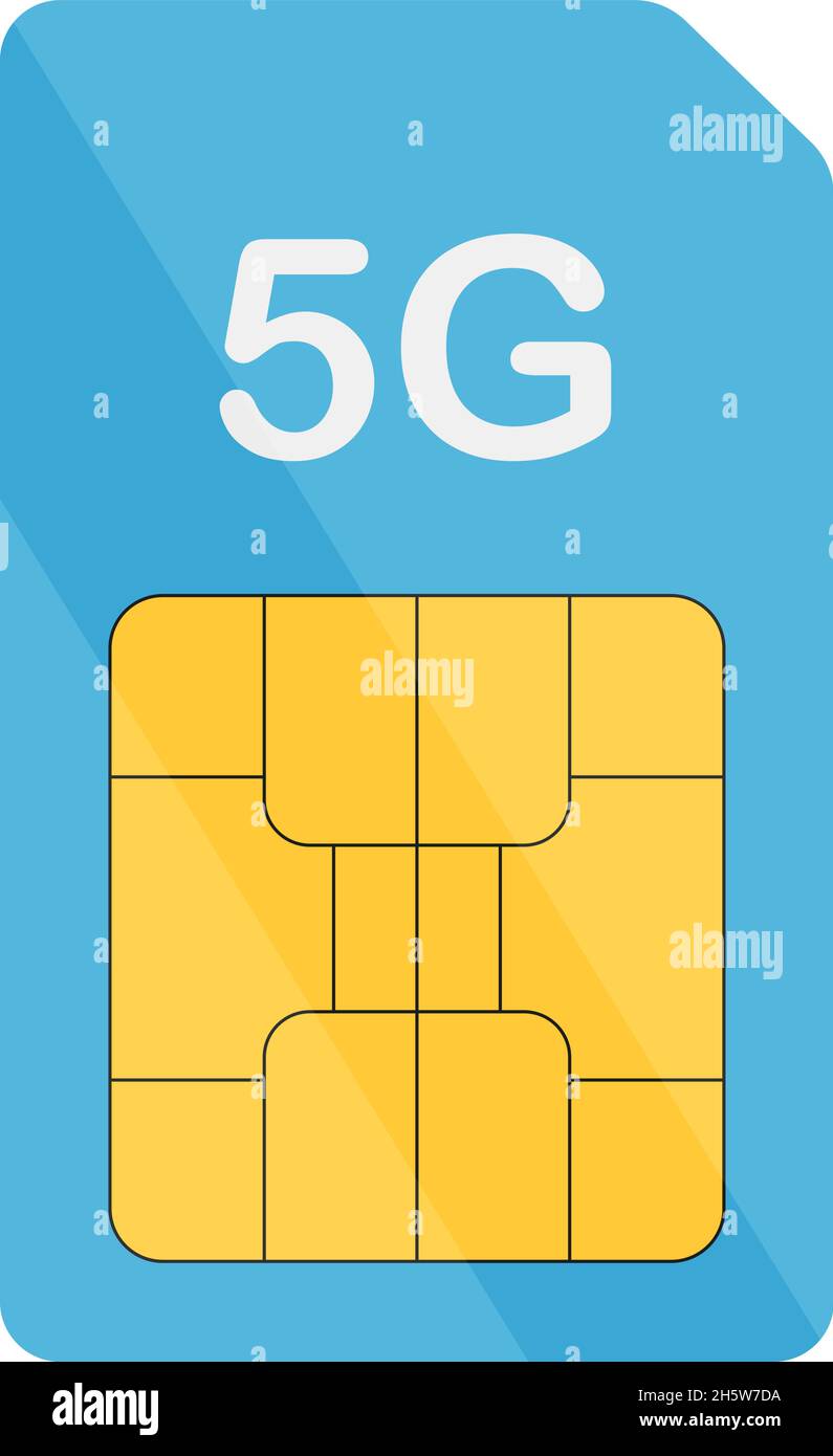 5G sim card mobile in flat style, vector Stock Vector