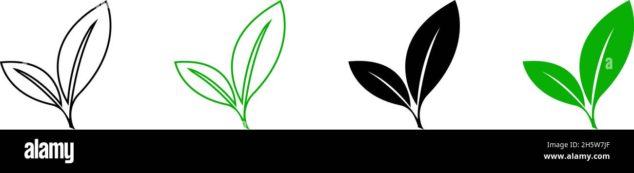Leaf set eco icon in flat style. Abstract template green logo element ...