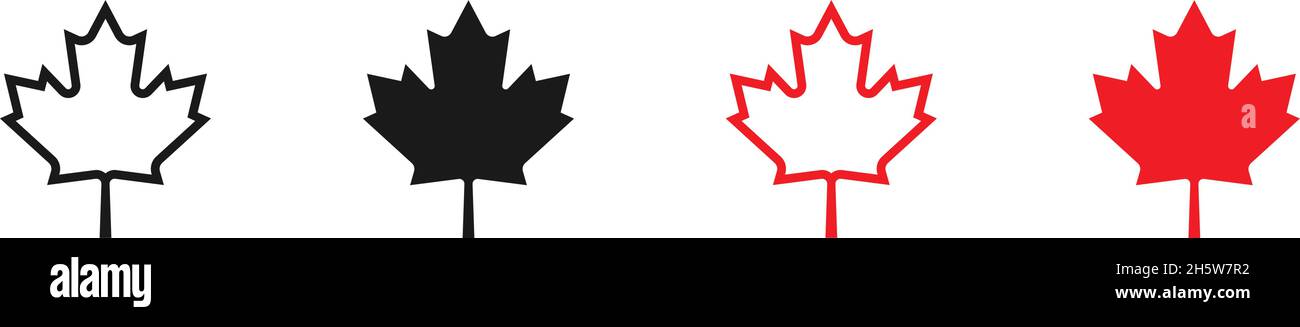 Maple leaf set vector icon. Canada flag logo element, isolated ...