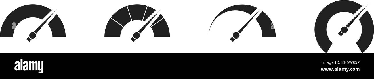 Speedometer set black icon. Isolated vector illustration in flat Stock ...