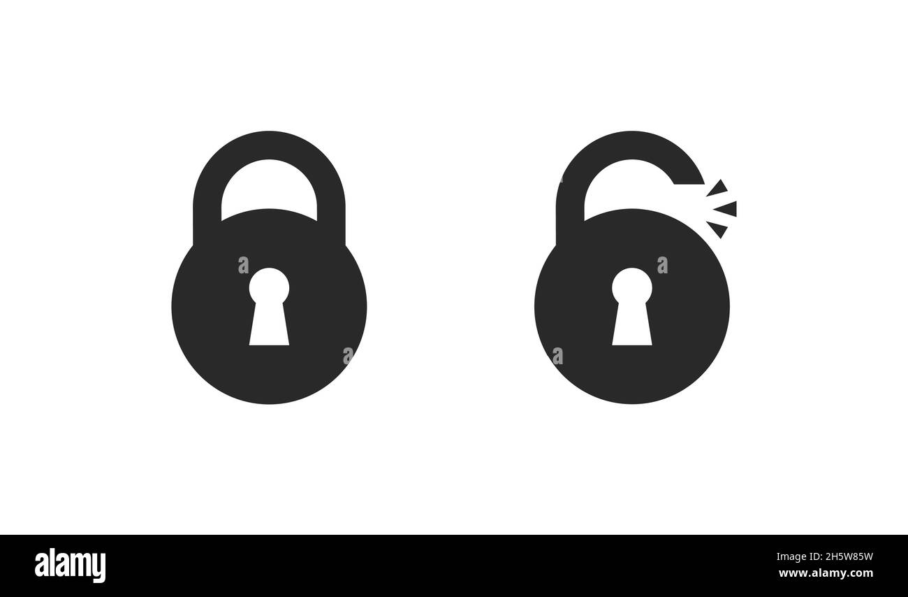 Lock padlock black icon. Security button. Isolated flat vector ...