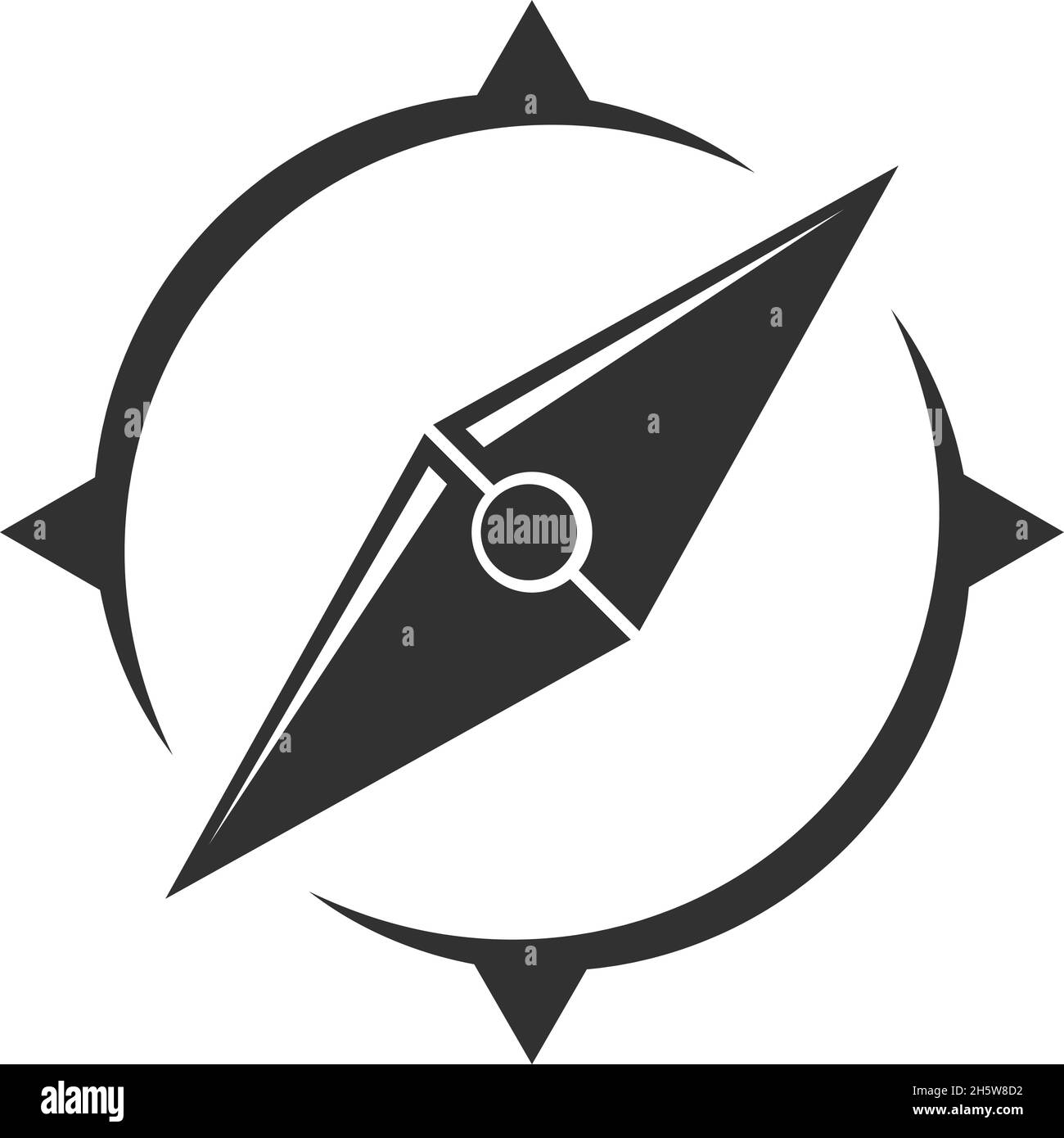 Compass black isolated icon. Vector for concept design. Flat illustration Stock Vector Image