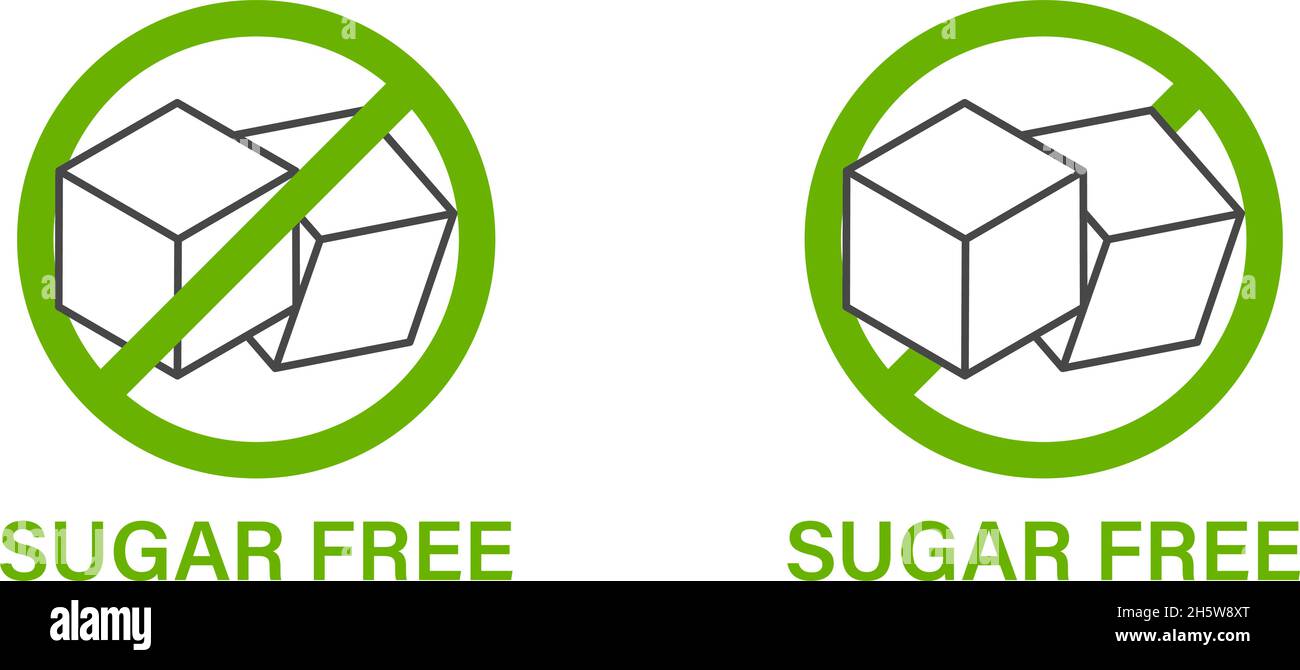Sugar free icons. Green organic isolated logo food industry. Vector illustration Stock Vector