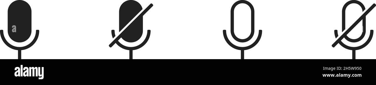 Microphone ON and OFF vector icon. Modern button for concept design ...