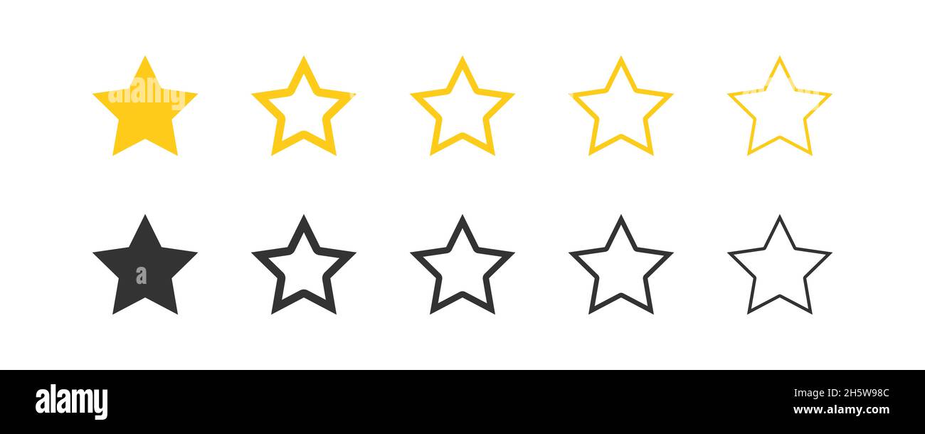 Star vector icons set black and yellow. Isolated button illustration Stock Vector